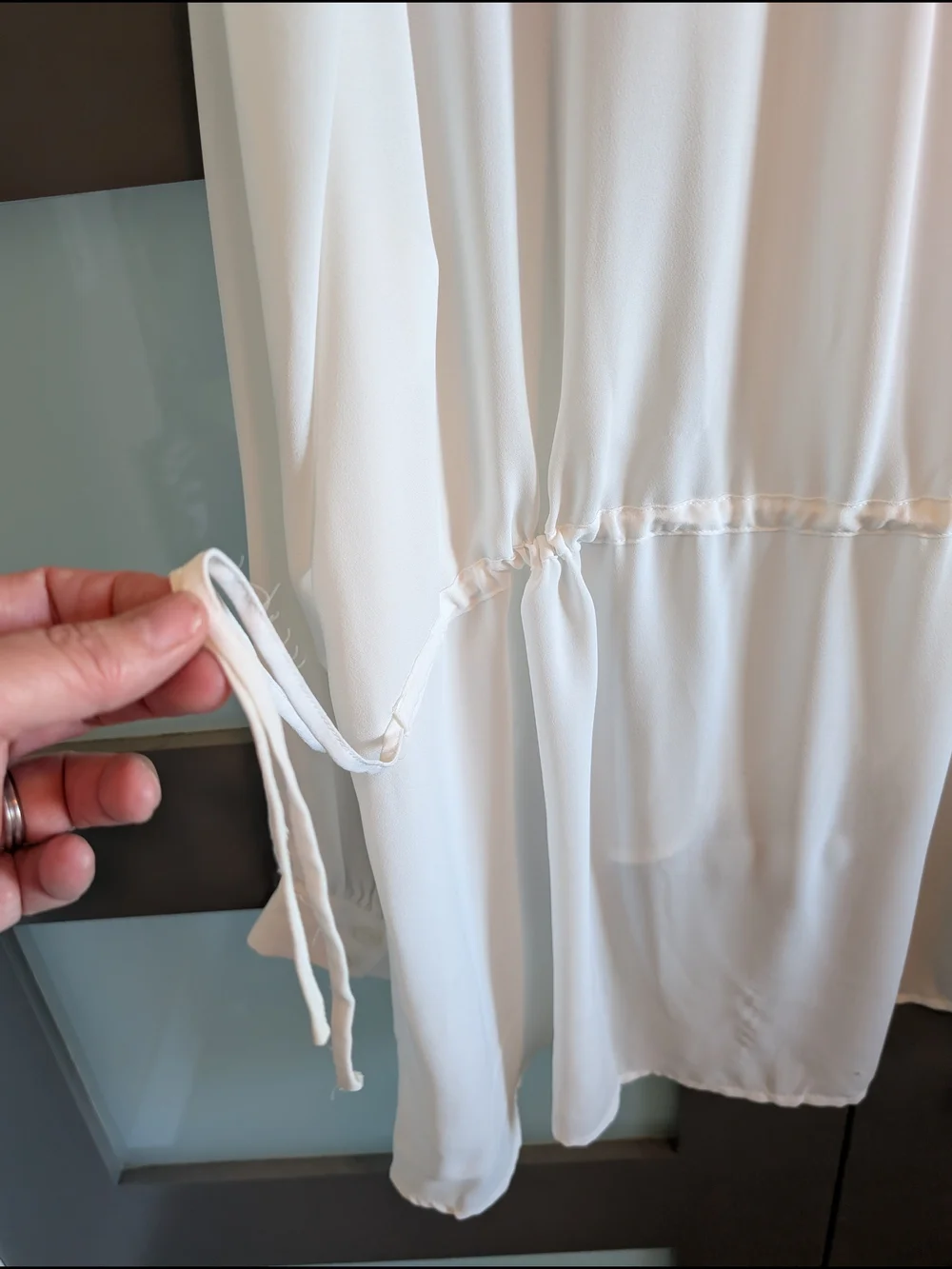 Standards & Practices Trisha Tuxedo Front Chiffon Blouse In Ivory/White Size 3X - Picture 8 of 13